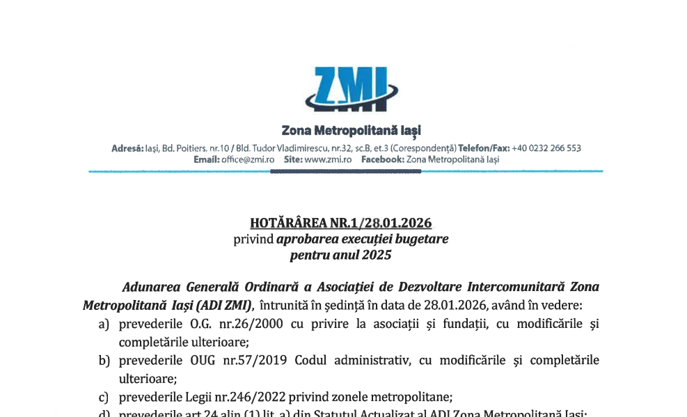 Hotărârea nr.1 din 28.01.2026