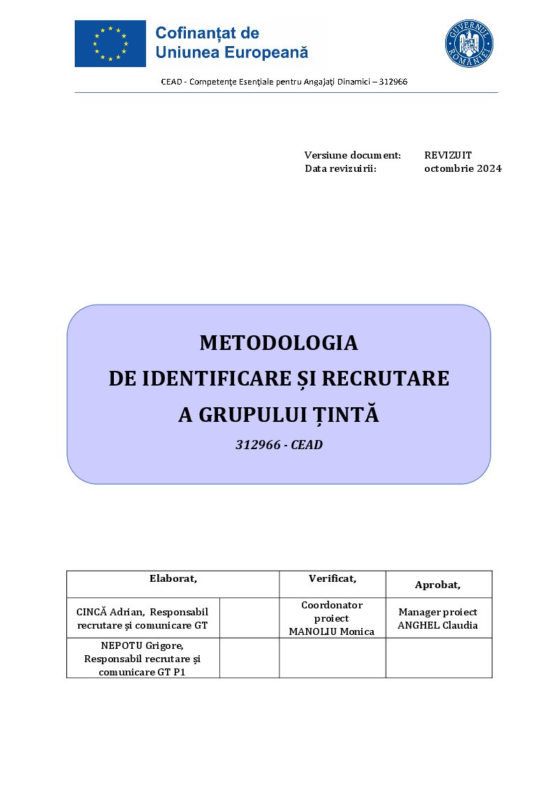 Previzualizare: Metodologia de identificare și recrutare a grupului țintă – CEAD