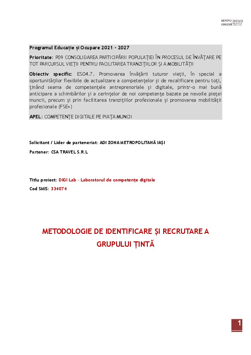 Previzualizare: Metodologia de identificare și recrutare a grupului țintă – DigiLab