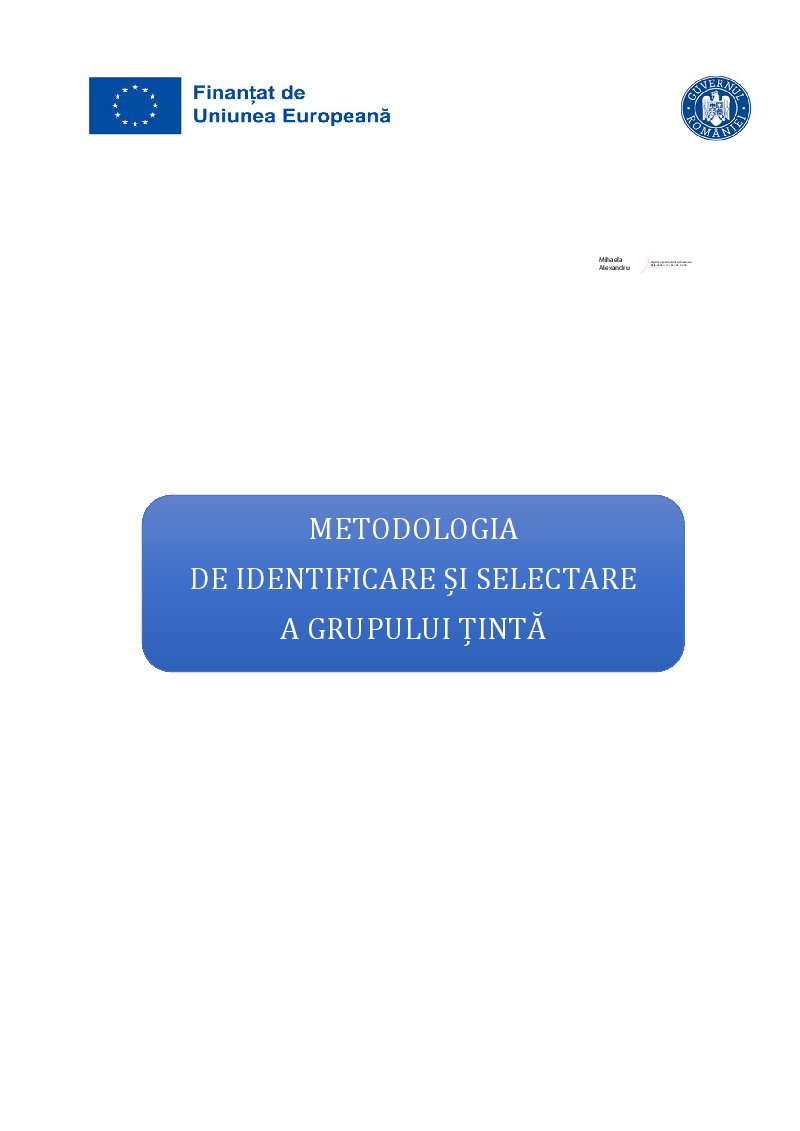 Previzualizare: Metodologia de identificare și selectare a grupului țintă – Digit UP