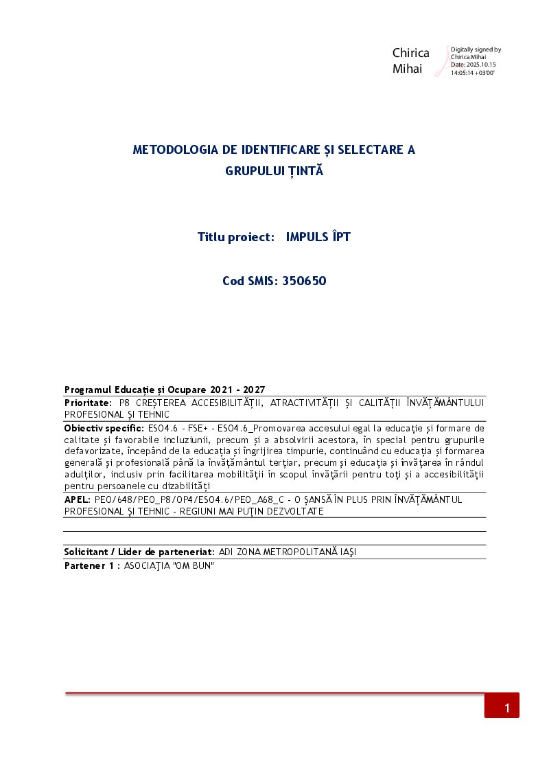 Previzualizare: Metodologia de identificare și selectare a grupului țintă – IMPULS ÎPT